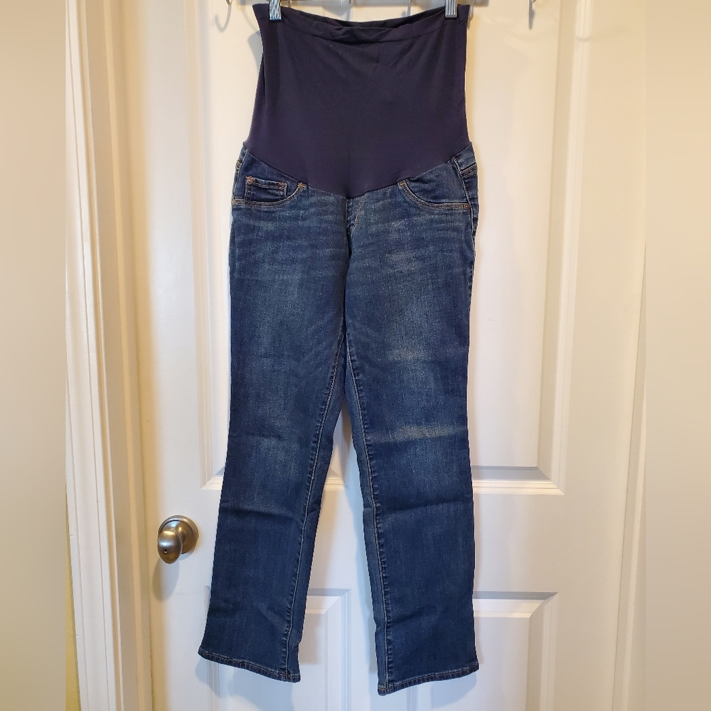 Set of 2. Indigo Blue MATERNITY‎ jeans. Size petite medium.